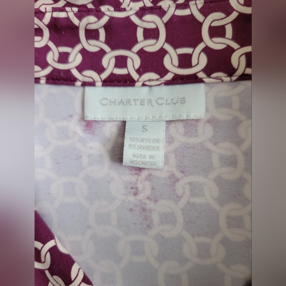 CharterClub 3/4 Sleeve Button-up Women's Blouse Burgundy Color SIZE S - Picture 3 of 15